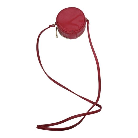 Marc Jacobs Red Gold Patent Mini Zipper Round Crossbody Bag Purse - Picture 3 of 6